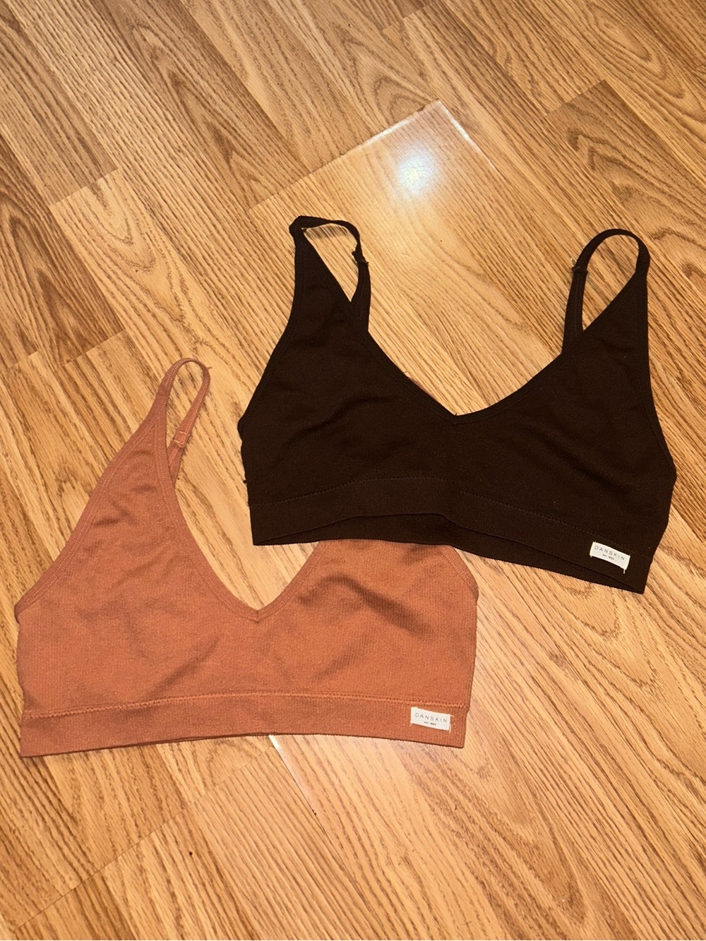 Danskin brown and nude colored Seamless Bralette Duo